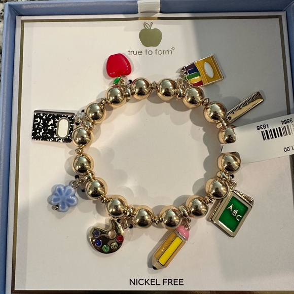 NIB True to Form Charm Bracelet Gold Beads Teacher School Ruler A… - Picture 3 of 3